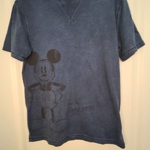 Disney Mickey Mouse Shirt Distressed Vintage Look Blue Size Small